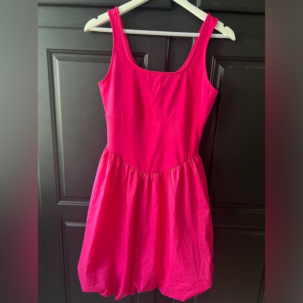 Zesica Medium Sleeveless Square Neck Puffy Midi Dress Hot Pink New With Tags